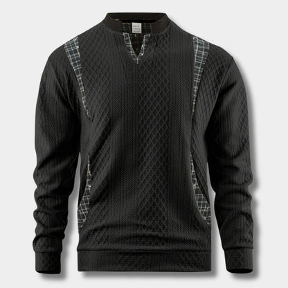 Checkered Panel Knit Sweater | Revangiol