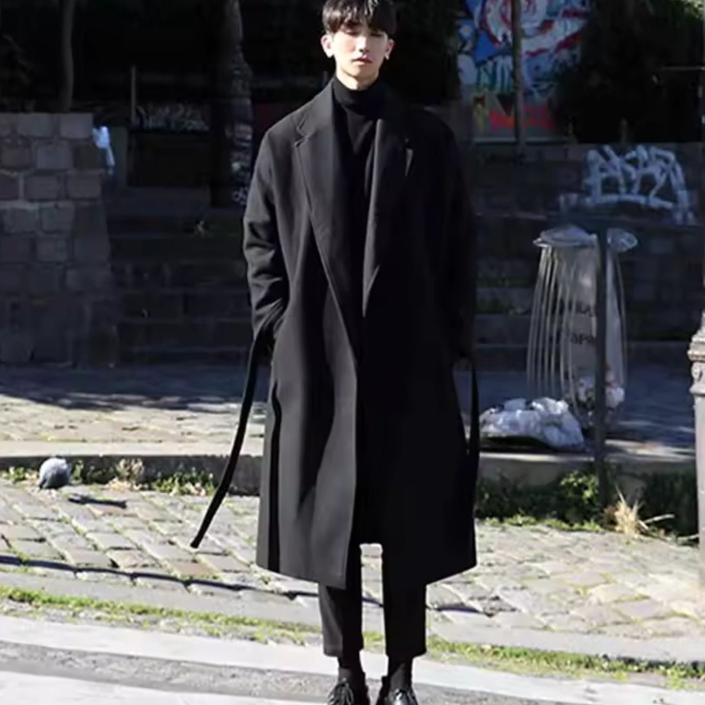 Belted Lapel Wool Over Coat | Revangiol
