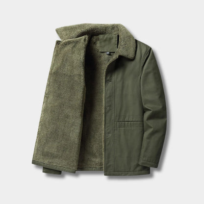 Shearling Lined Button Winter Jacket | Revangiol