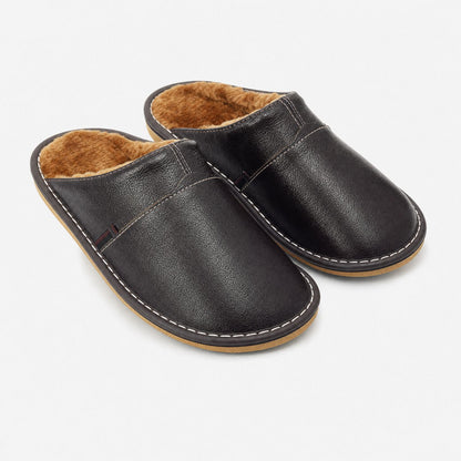 Fur Lined Leather Slippers | Revangiol