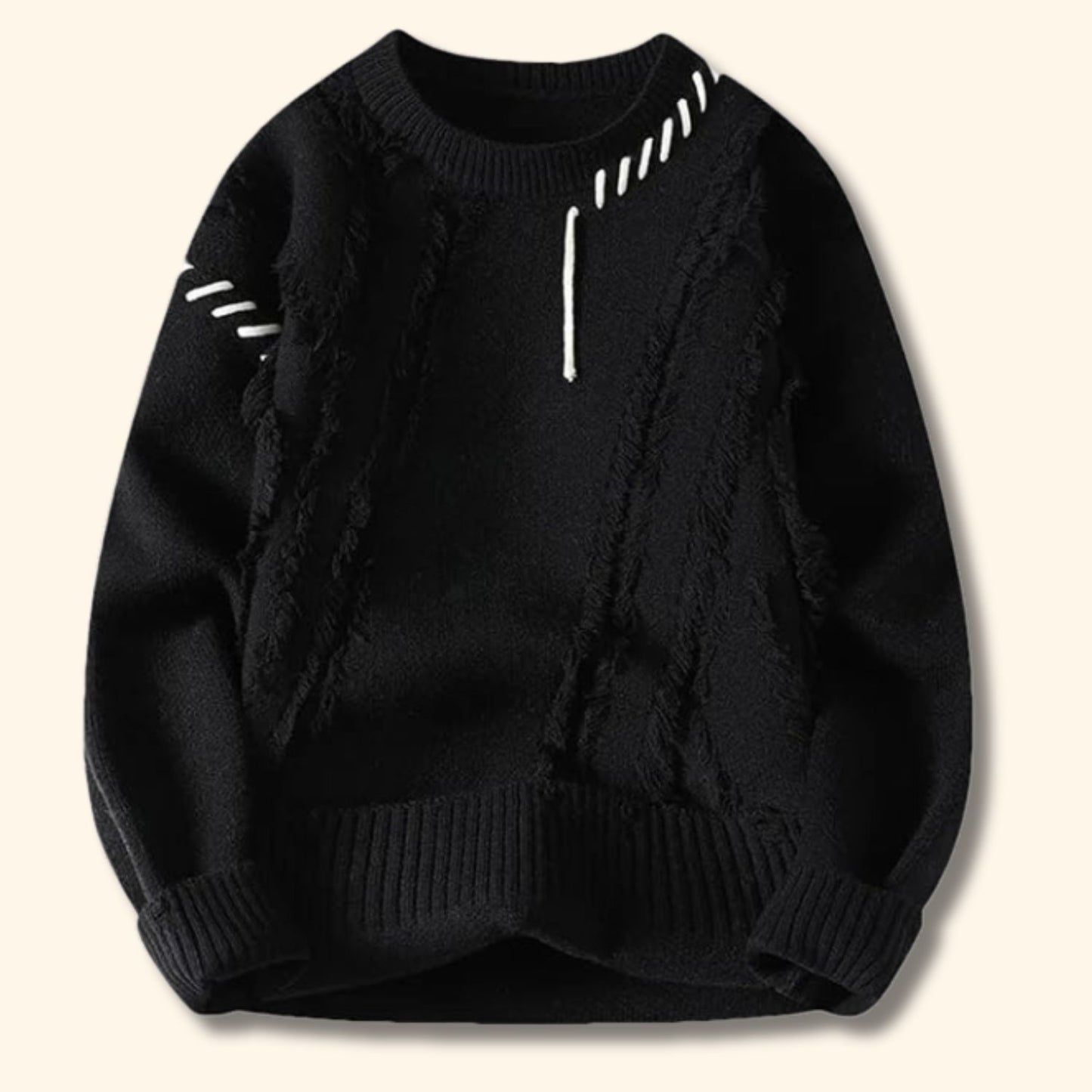 Distressed Knit Crew Neck Sweater | Revangiol