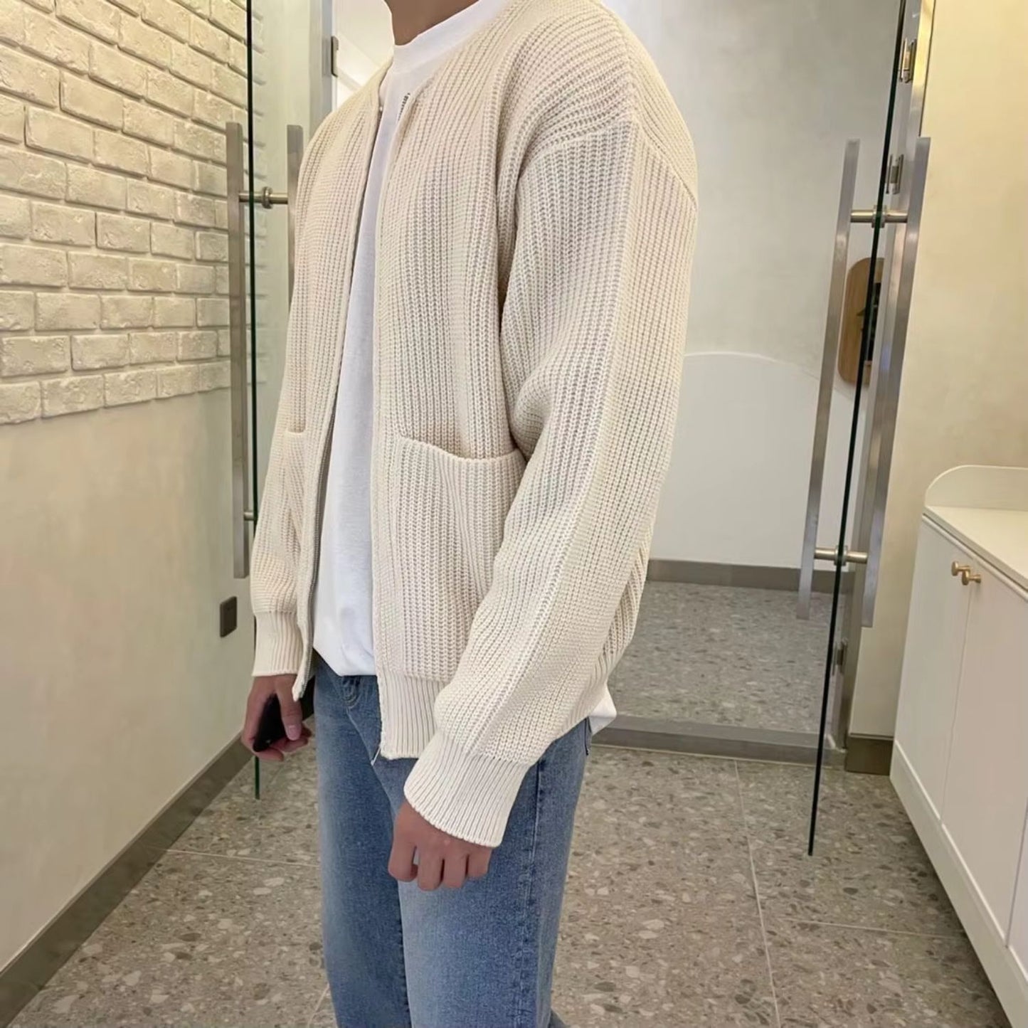 Minimalist Zip Knit Cardigan | Revangiol