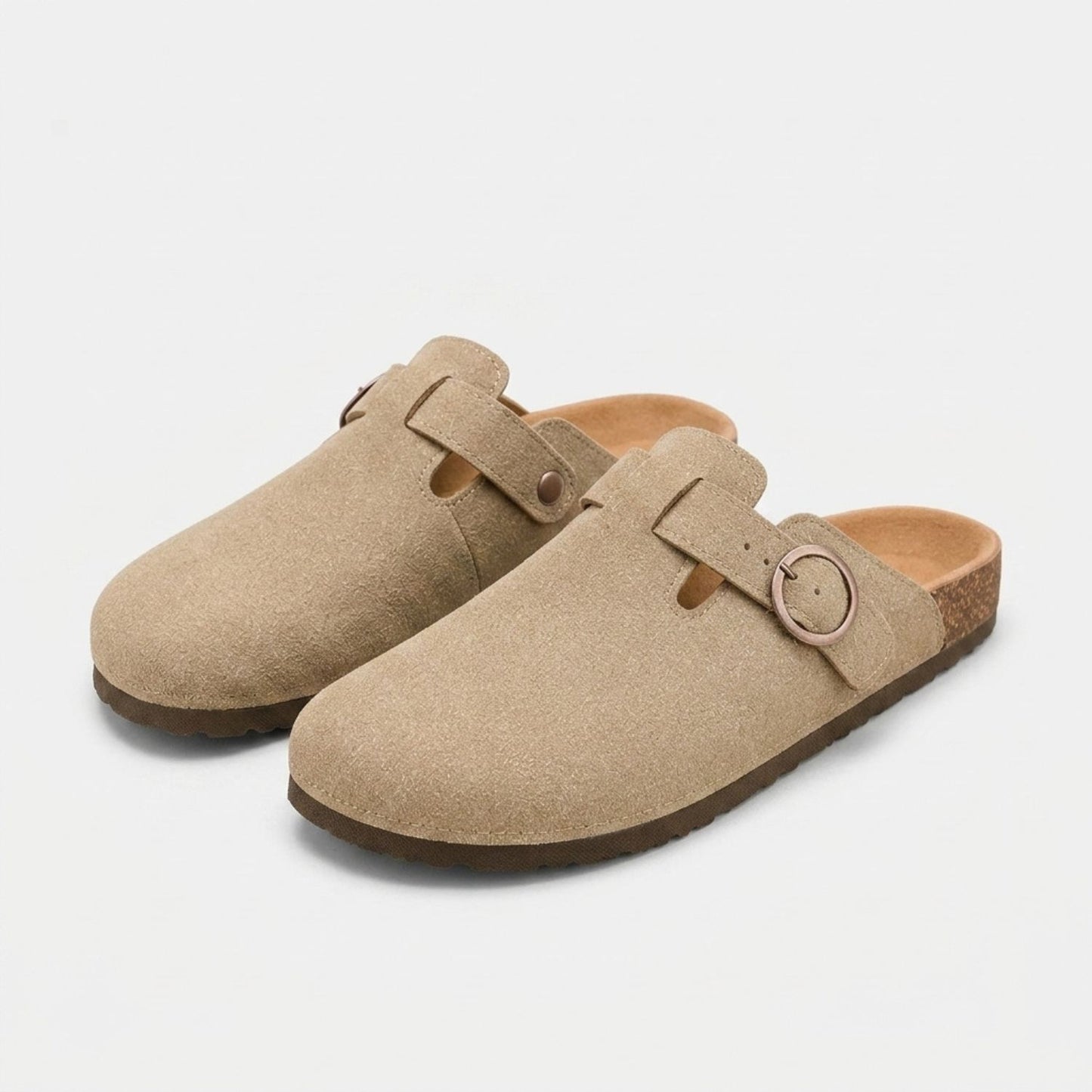 Suede Look Buckle Clogs | Revangiol