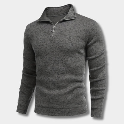 Casual Heathered Knit Quarter-Zip | Revangiol