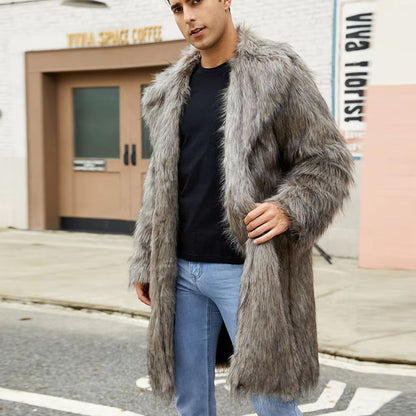 Wide Collar Shaggy Fur Coat | Revangiol