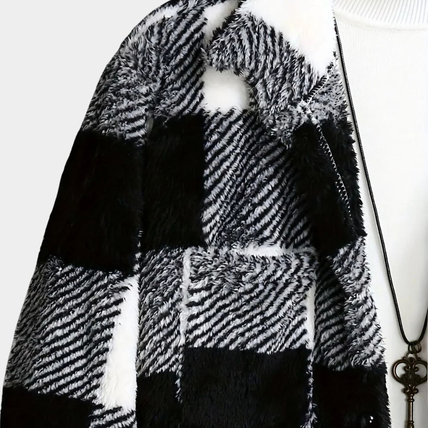 Checked Sherpa Fleece Jacket | Revangiol