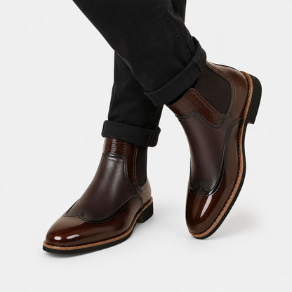 Glossy Leather Chelsea Boots | Revangiol