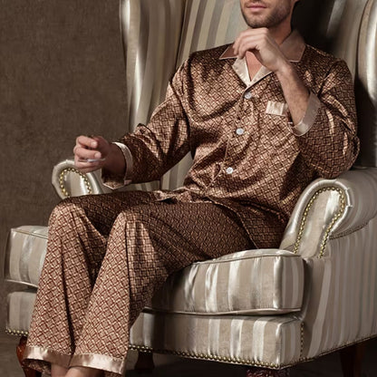 Retro Geometric Lapel Pajama Set | Revangiol