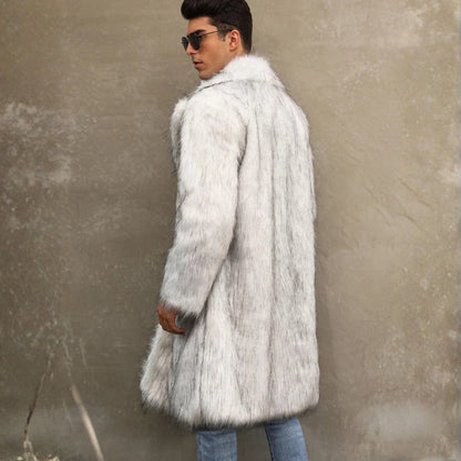 Wide Lapel Plush Fur Coat | Revangiol