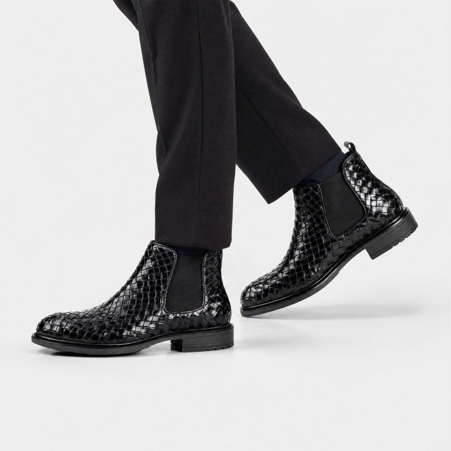Woven Leather Chelsea Boots | Revangiol