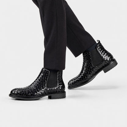 Woven Leather Chelsea Boots | Revangiol