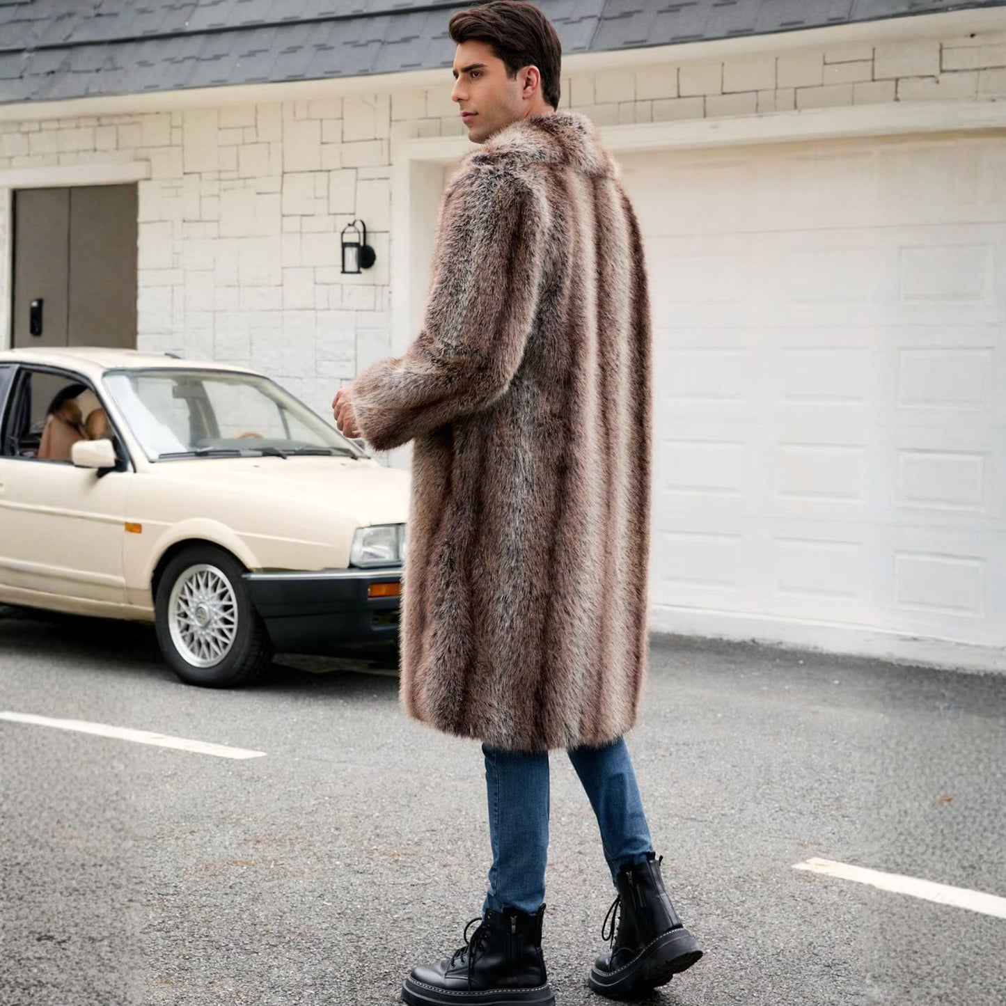 Voluminous Collar Plush Fur Coat | Revangiol
