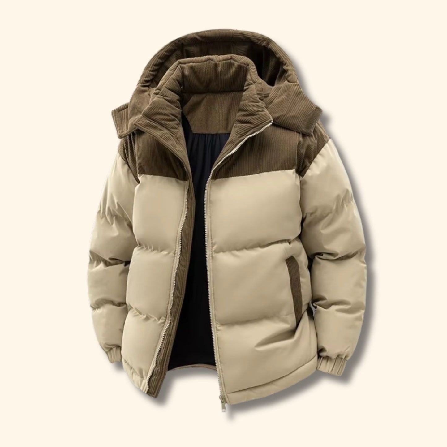Corduroy Hooded Puffer Jacket | Revangiol