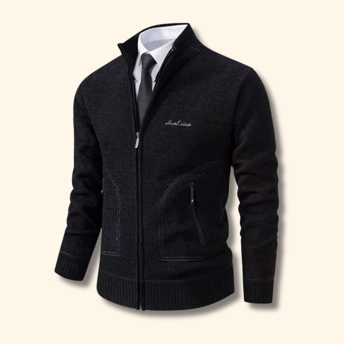 Geometric Zip Knit Cardigan | Revangiol