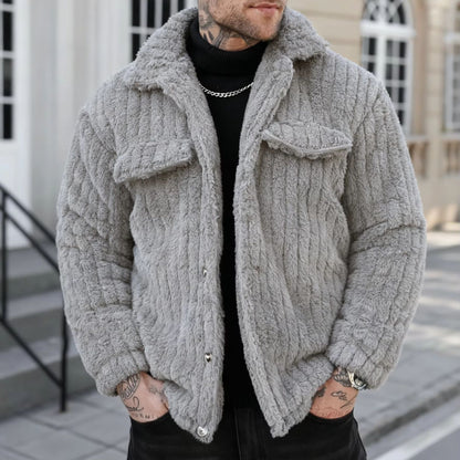 Lapel Button Fleece Jacket | Revangiol