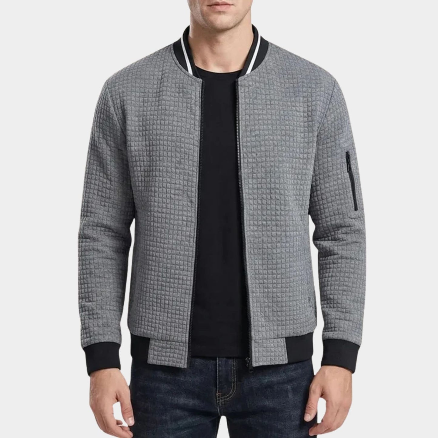 Quilted Zip Knit Cardigan | Revangiol