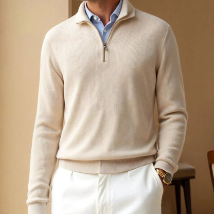 Collared Knit Polo Quarter-Zip | Revangiol
