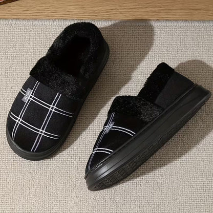 Plaid Fleece Slip-On Slippers | Revangiol