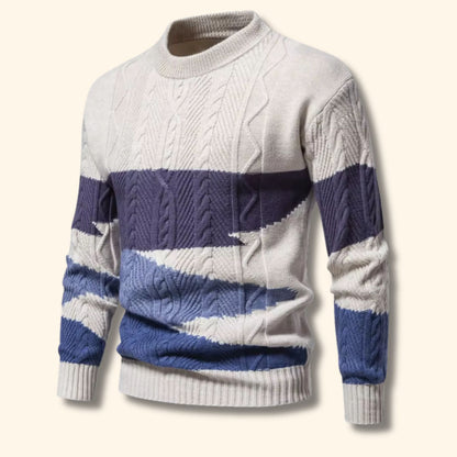 Color Block Cable Knit Sweater | Revangiol