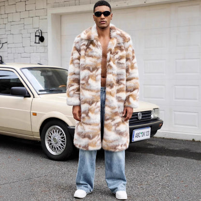 Oversized Patterned Collar Fur Coat | Revangiol