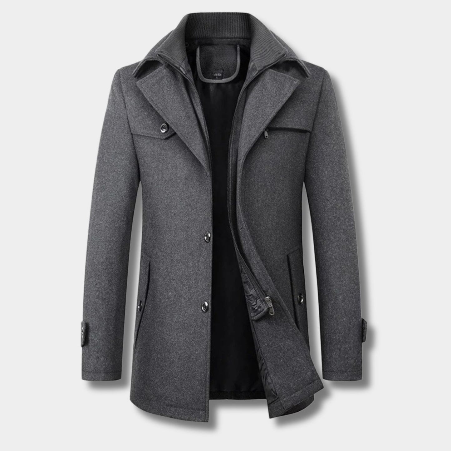Ribbed Collar Padded Over Coat | Revangiol