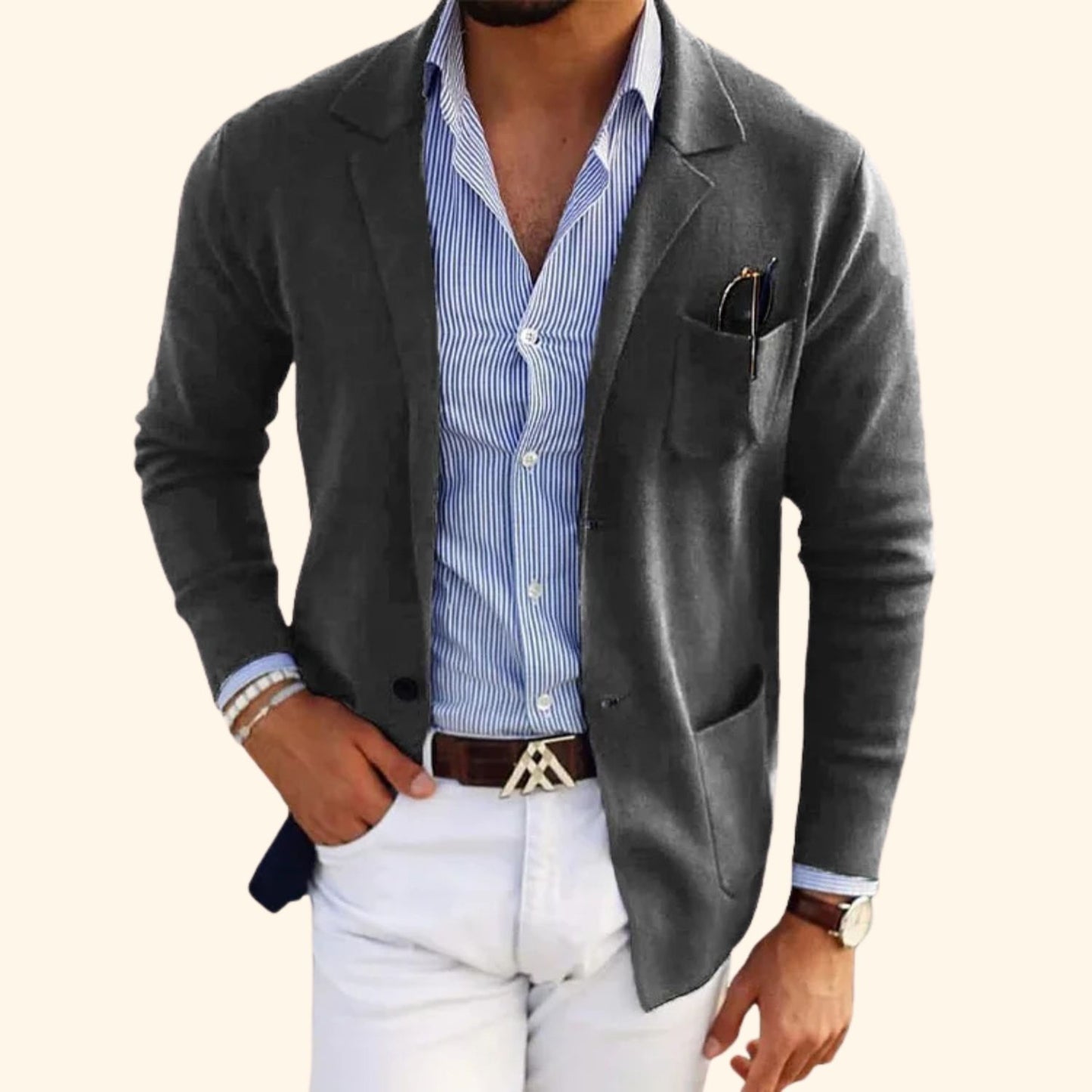 Tailored Lapel Knit Cardigan | Revangiol