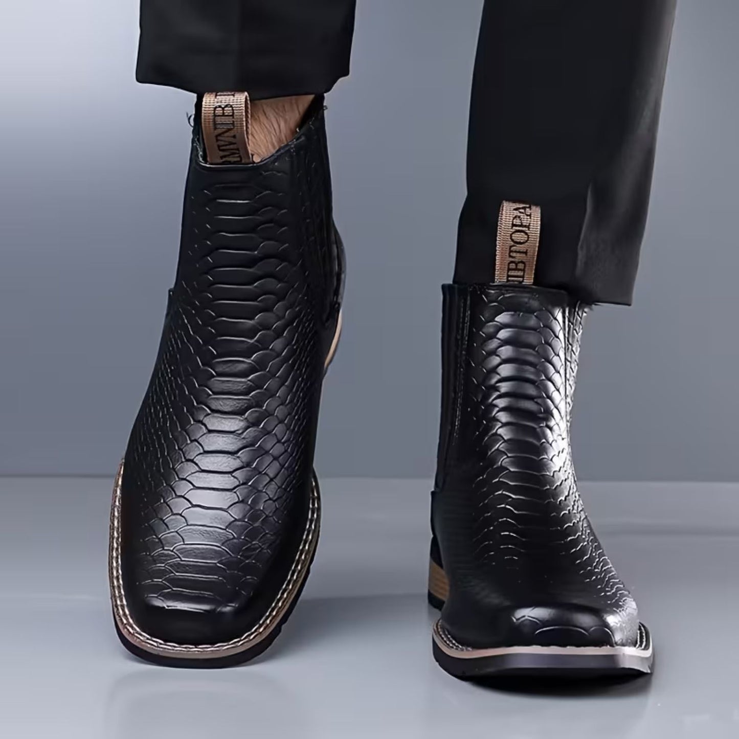 Croc Embossed Dress Boots | Revangiol