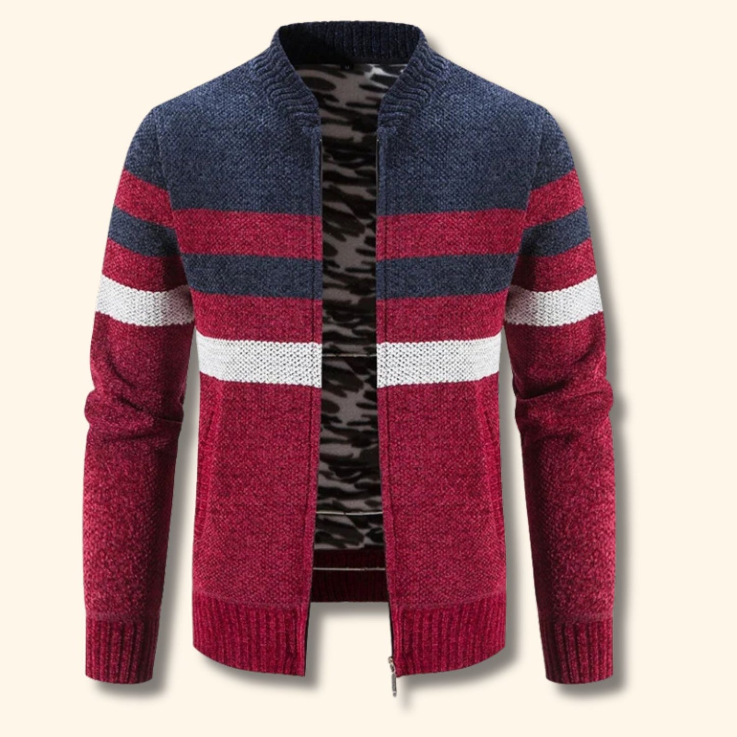 Striped Zip Knit Cardigan | Revangiol