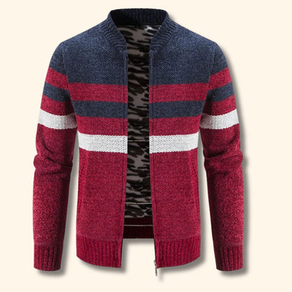 Striped Zip Knit Cardigan | Revangiol