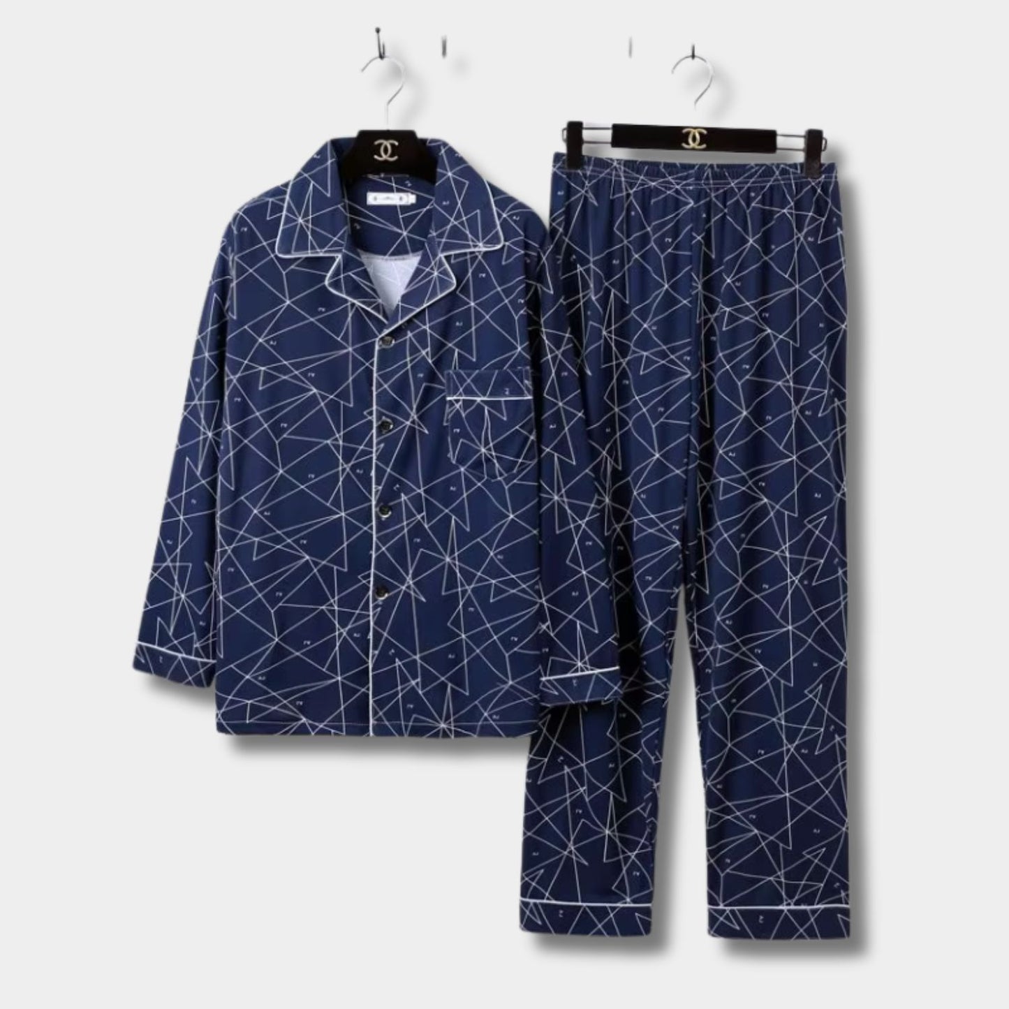 Feather Print Button Pajama Set | Revangiol