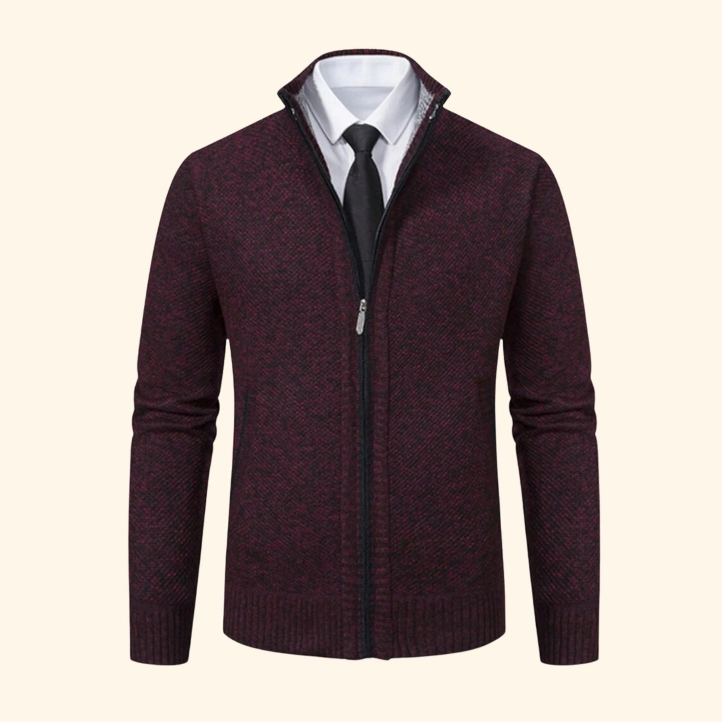 Zip-Up Mock Neck Cardigan | Revangiol