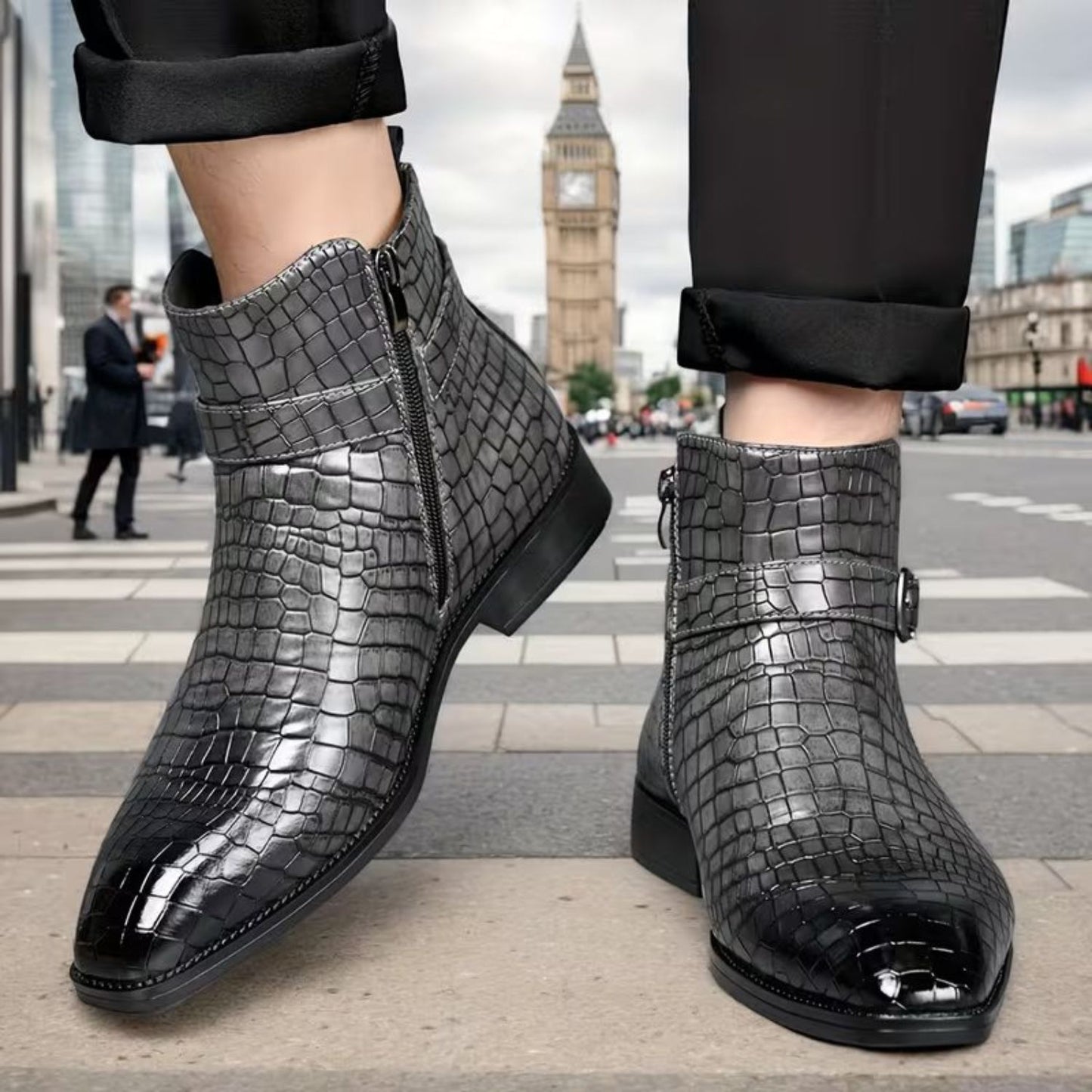 Croc Buckle Dress Boots | Revangiol