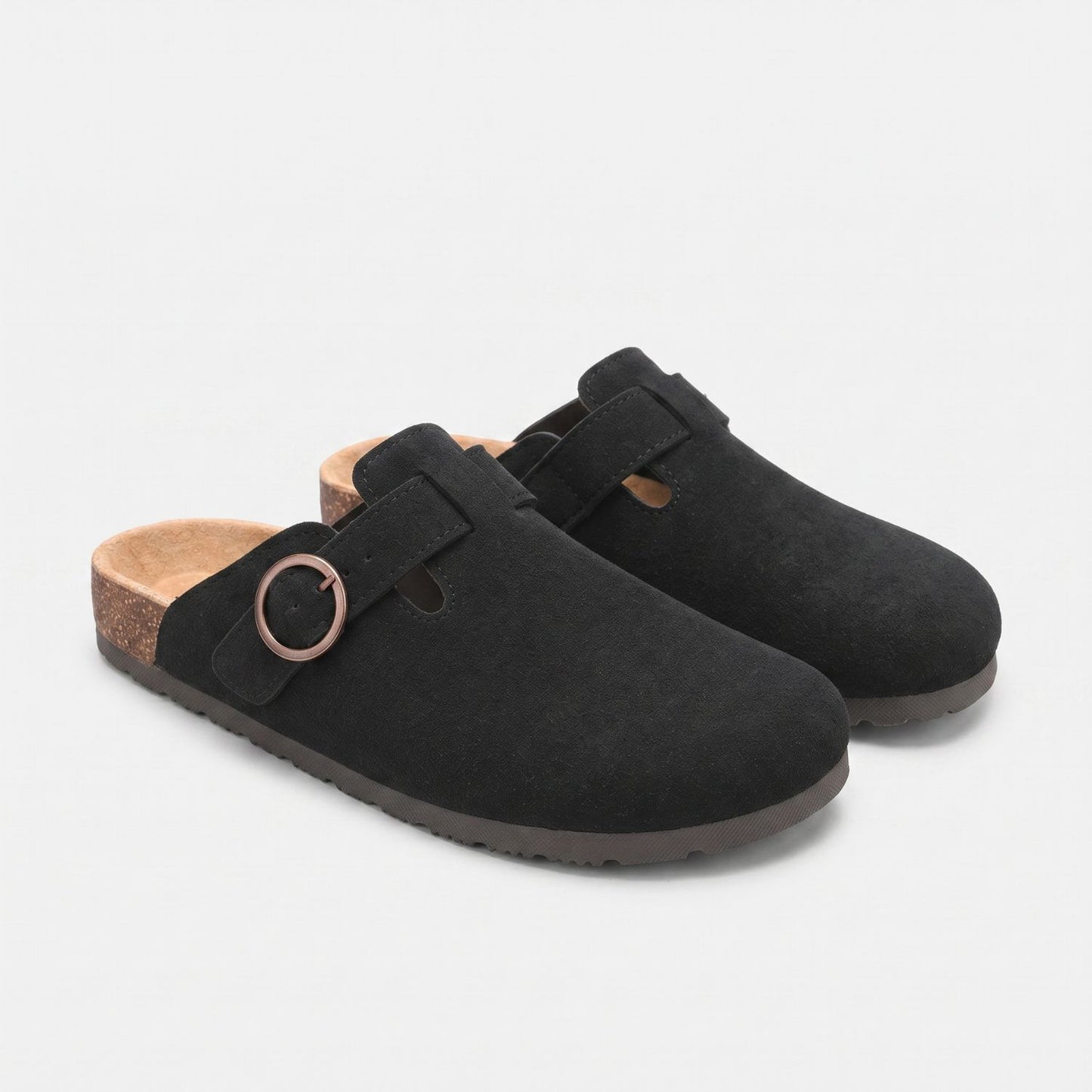 Suede Look Buckle Clogs | Revangiol