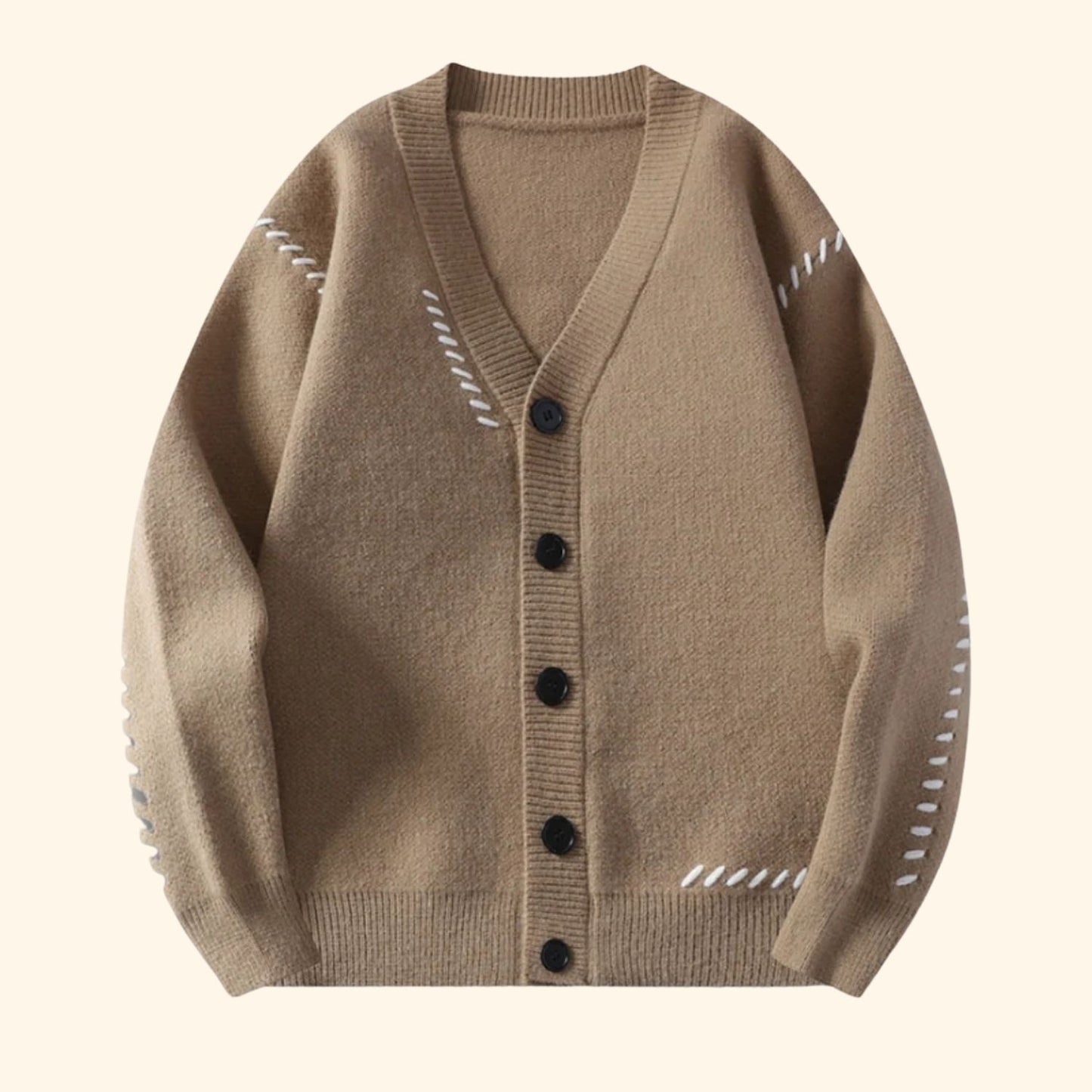 Contrast Stitch Knit Cardigan | Revangiol