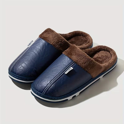 Faux Leather Warm Home Slippers | Revangiol