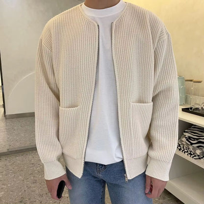 Minimalist Zip Knit Cardigan | Revangiol