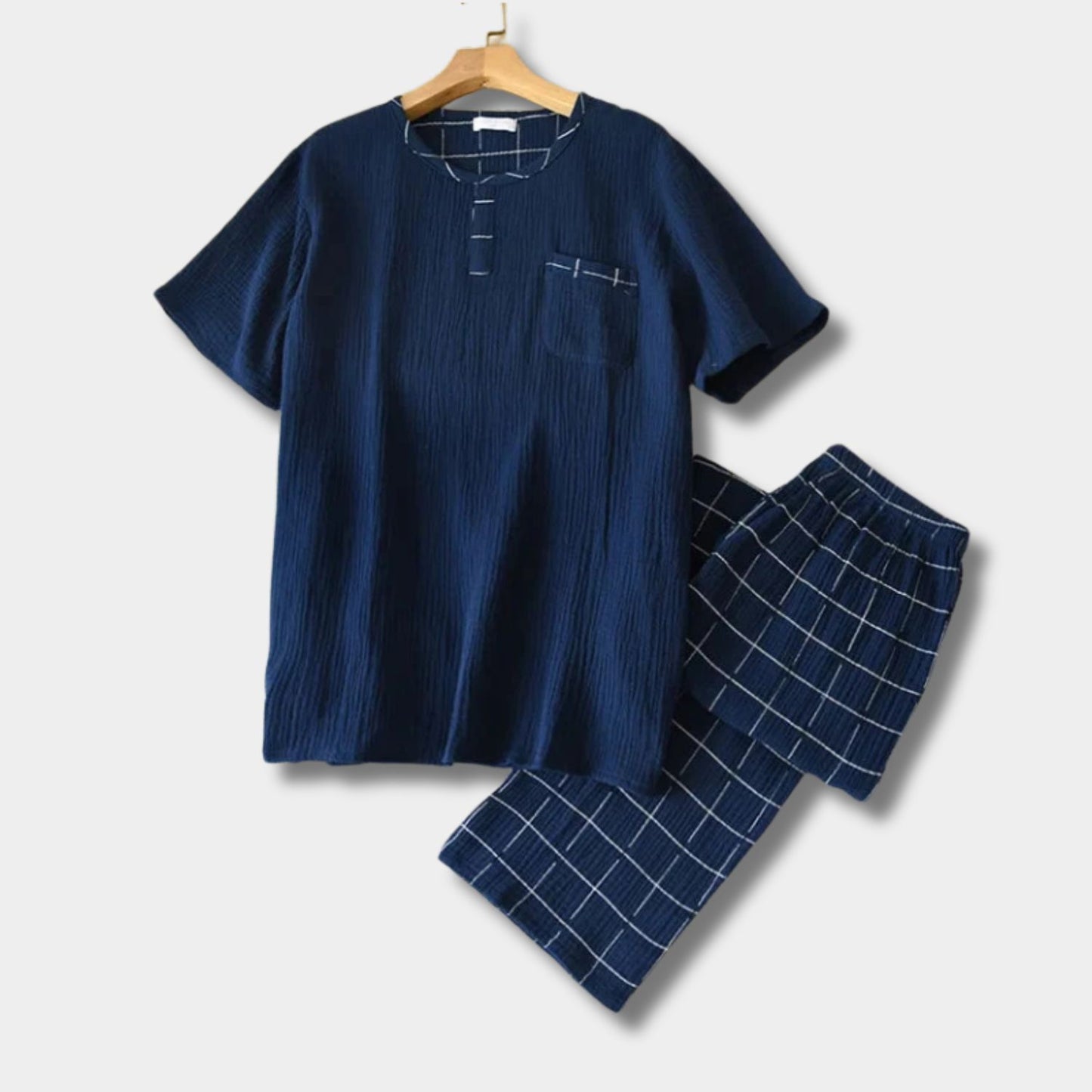 Textured Short Sleeve Pajama Set | Revangiol