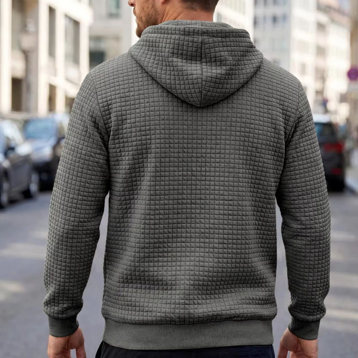 Textured Jacquard Pullover Hoodie | Revangiol