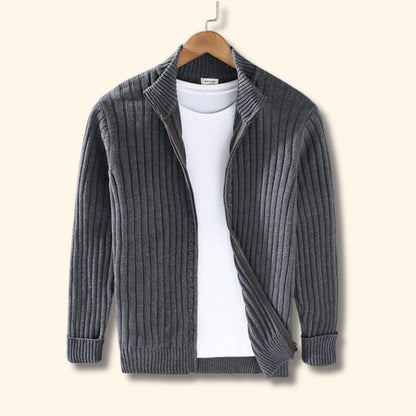 Ribbed Zip Front Cardigan | Revangiol