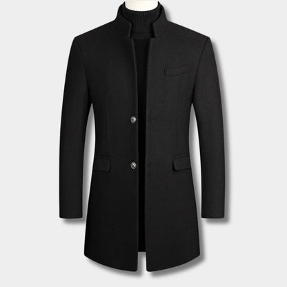 High Neck Wool Blend Over Coat | Revangiol