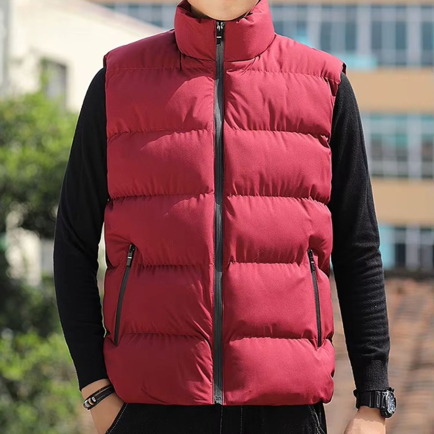 Quilted Zip-Up Puffer Vest | Revangiol