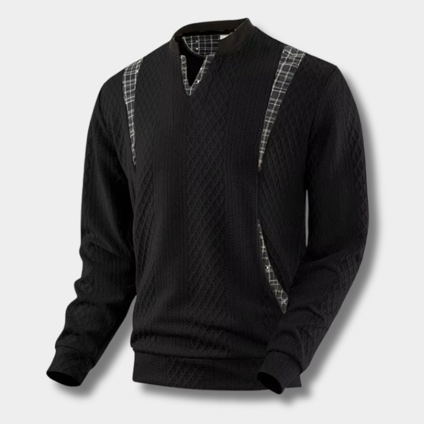 Checkered Panel Knit Sweater | Revangiol