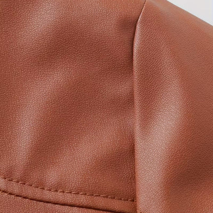 Heritage Stand Collar Leather Jacket | Revangiol