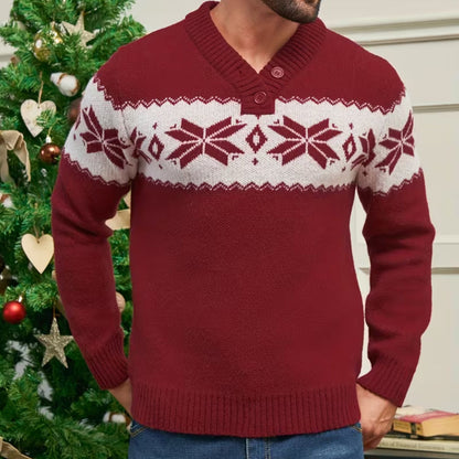 Snowflake Button Christmas Sweater | Revangiol