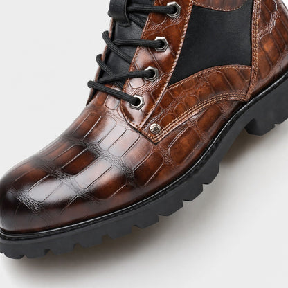 Embossed Combat Ankle Boots | Revangiol