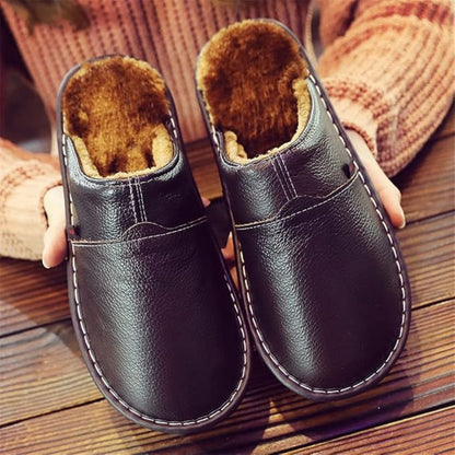 Fur Lined Leather Slippers | Revangiol