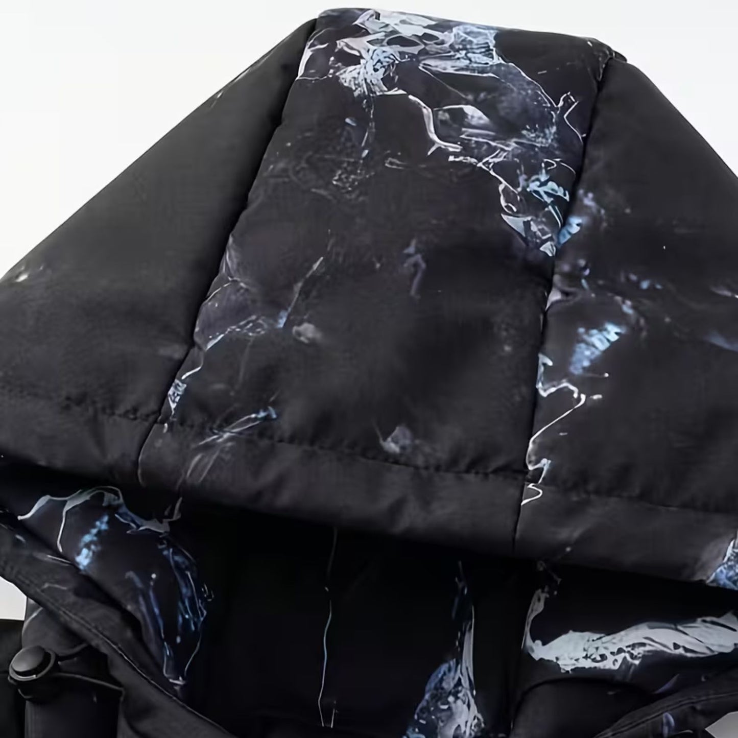 Marble Print Hooded Puffer Jacket | Revangiol