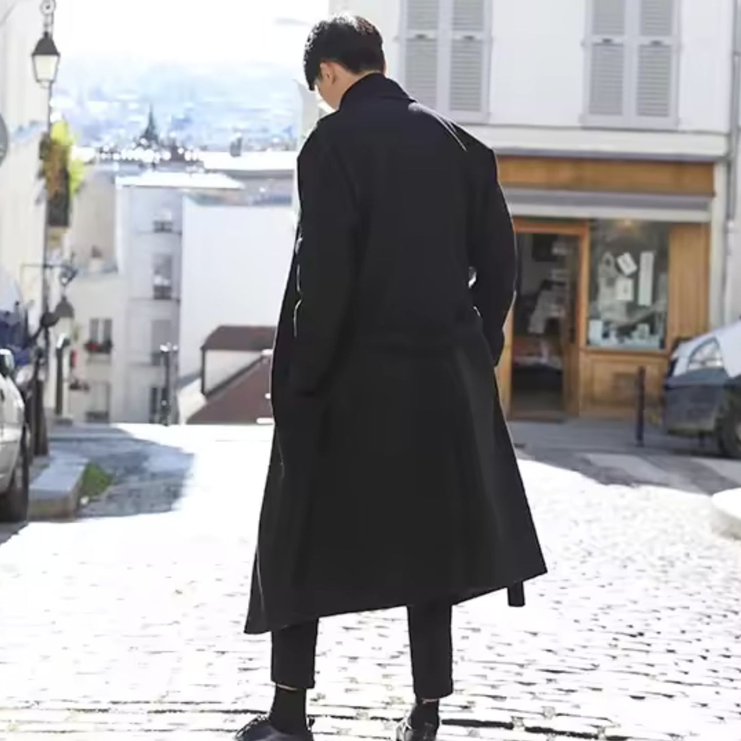 Belted Lapel Wool Over Coat | Revangiol