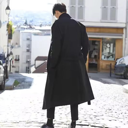 Belted Lapel Wool Over Coat | Revangiol
