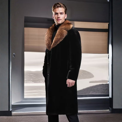 Plush Lapel Fur Coat | Revangiol